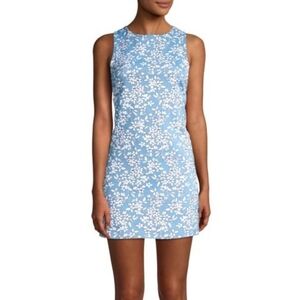 Alice + Olivia Clyde Cornflower White Sleeveless Mini A-Line Floral Dress Size 4